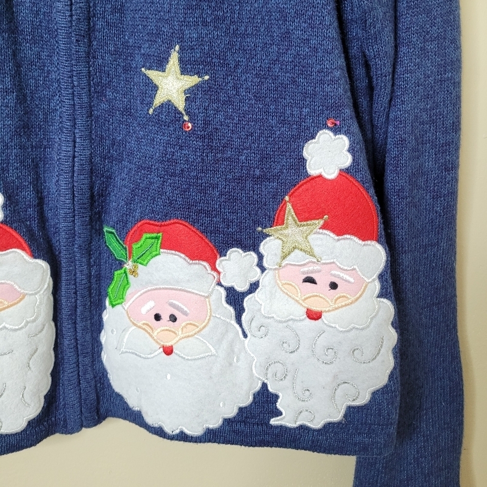 Tiara International Christmas Cardigan Sweater Full Zip Santa Claus Size XL - Picture 3 of 8